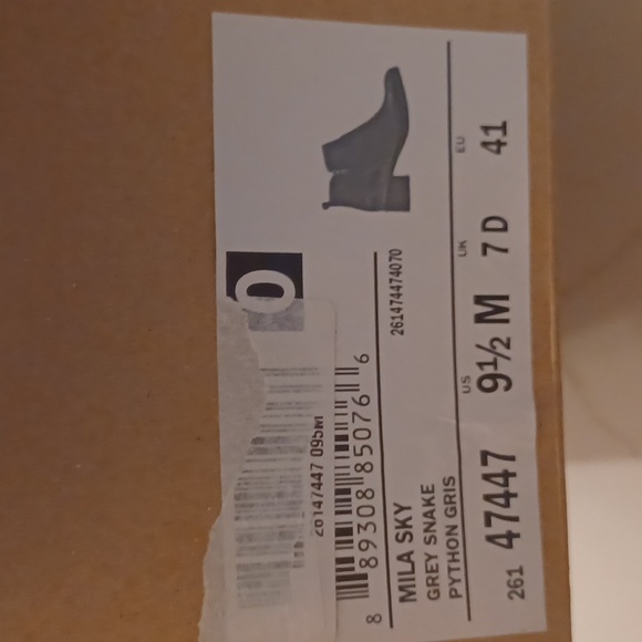 New Clarks Boots Size 9.5M Mila Sky Leather Ankle Snakeskin Zipper Gray Black - Picture 15 of 15